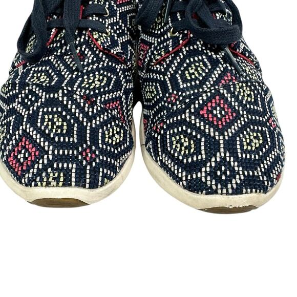 TOMS Del Rey Navy Blue Multi Woven Lace Up Sneakers Size 9 - Picture 3 of 9